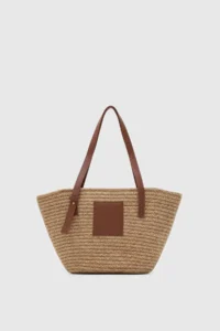 Shule Bags Vittoria Handmade Straw Bag Mink