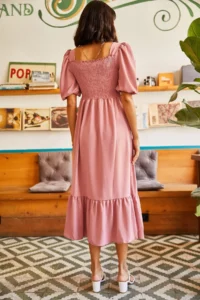 Olalook Women's Powder Top Gimped Square Collar Bodrum Dress - Image 4