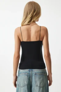 Happiness İstanbul Women Black White Yarn Sleeveless 2 Sets Knitting Blouse - Image 5
