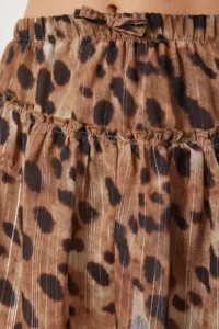 Lovelyİstanbul Leopard Patterned Siphon Shorts Skirt Beige - Image 5