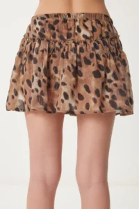 Lovelyİstanbul Leopard Patterned Siphon Shorts Skirt Beige - Image 7