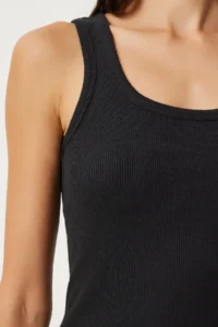 Lovelyİstanbul 2-Piece Ribbed Thick Strap Knitted Undershirt BLACK WHITE - Image 3