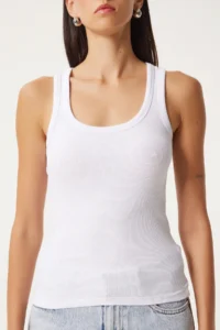 Lovelyİstanbul 2-Piece Ribbed Thick Strap Knitted Undershirt BLACK WHITE - Image 5