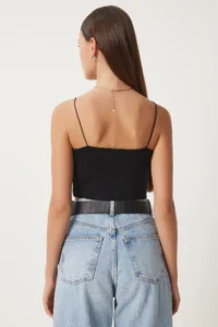 Happiness İstanbul Women Black Thread Sleeveless Knitting Bustier - Image 4