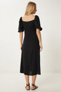 Happiness İstanbul Women Black Tasseled Crinkle Knitting Dress - Image 7