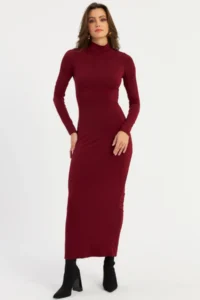 Cool & Sexy Women Burgundy Maxi Dress - Image 3