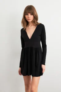 Cool & Sexy Women Black V-neck Mini Dress - Image 2