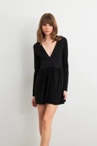 Cool & Sexy Women Black V-neck Mini Dress - Image 4