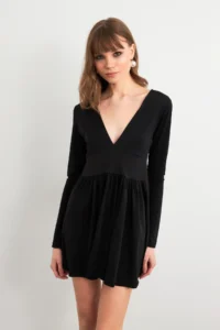 Cool & Sexy Women Black V-neck Mini Dress - Image 5