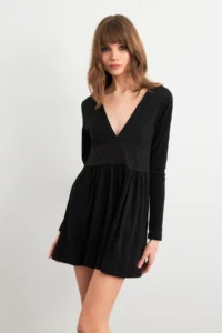 Cool & Sexy Women Black V-neck Mini Dress - Image 6