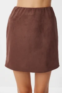 Lovelyİstanbul Mini Suede Skirt  Brown - Image 3