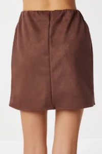Lovelyİstanbul Mini Suede Skirt  Brown - Image 4
