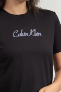 Calvin Klein Women's Regular Fit Round Neck 100% Cotton Logo Patterned Short Sleeve Black T-Shirt -UB1 - Image 4