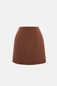 Hiccup Linen Blended Chocolate Brown Skirt - Image 3