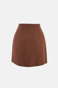 Hiccup Linen Blended Chocolate Brown Skirt - Image 4