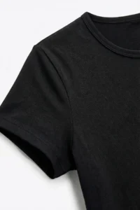 Lovelyİstanbul Basic Sandy Knitting T-shirt  Black - Image 3