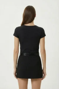 Lovelyİstanbul Basic Sandy Knitting T-shirt  Black - Image 4