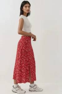Hiccup Floral Patterned High Waist Midi Skirt - Image 4