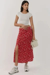 Hiccup Floral Patterned High Waist Midi Skirt - Image 5