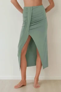 Hiccup Draped High Waist bodycon Sandy Maxi Skirt