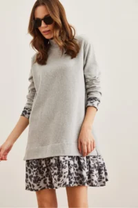Olalook Women Gray Black Garnili Thessaloniki Elbise - Image 4