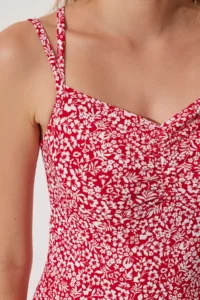 Happiness İstanbul Women's Red Double Strap Patterned Knitted Dress - Image 4