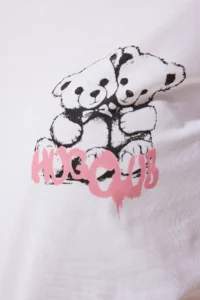 Happiness İstanbul Women White Teddy Bear Printed Knitting T-Shirt - Image 5