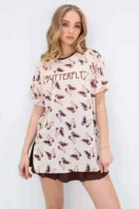 Trend Alaçatı Stili Women's Stone Crew Neck Digital Printed Side Slit Sweatshirt - Image 2