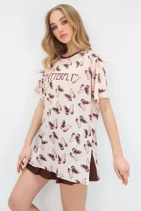 Trend Alaçatı Stili Women's Stone Crew Neck Digital Printed Side Slit Sweatshirt - Image 4