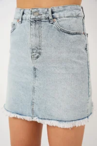 Hiccup BDART buttoned Narrow Kesim Mini Jeans Skirt - Image 3