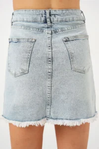 Hiccup BDART buttoned Narrow Kesim Mini Jeans Skirt - Image 7