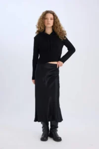 DeFacto A Cut Normal Waist Satin Maxi Skirt