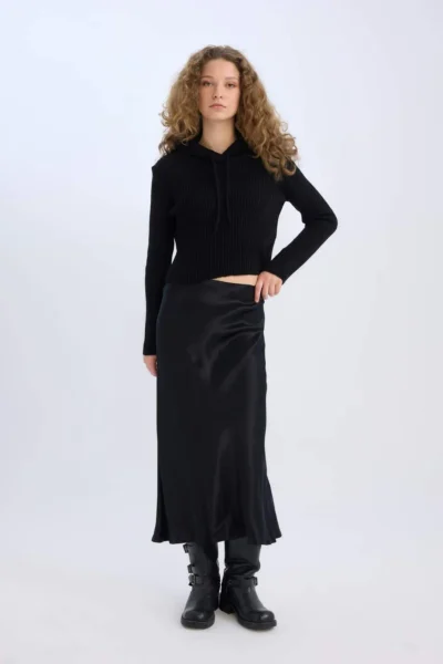 DeFacto A Cut Normal Waist Satin Maxi Skirt