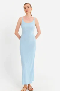 Cool & Sexy Women's Blue Adjustable Strap Maxi Dress - Image 2