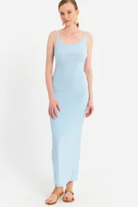 Cool & Sexy Women's Blue Adjustable Strap Maxi Dress - Image 3