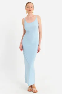 Cool & Sexy Women's Blue Adjustable Strap Maxi Dress - Image 4