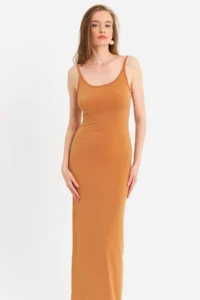 Cool & Sexy Women's Mustard Adjustable Strap Maxi Dress