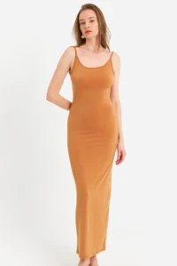 Cool & Sexy Women's Mustard Adjustable Strap Maxi Dress - Image 4