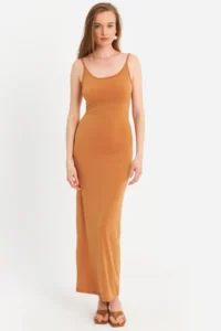 Cool & Sexy Women's Mustard Adjustable Strap Maxi Dress - Image 5