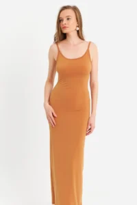 Cool & Sexy Women's Mustard Adjustable Strap Maxi Dress - Image 6