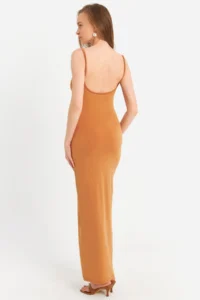 Cool & Sexy Women's Mustard Adjustable Strap Maxi Dress - Image 7
