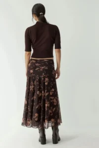 Hiccup Patterned Midi Skirt with Gather Detail - Image 3