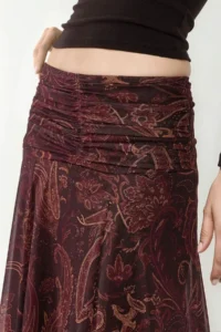 Hiccup Patterned Midi Skirt with Gather Detail - Image 2