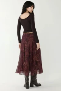 Hiccup Patterned Midi Skirt with Gather Detail - Image 4