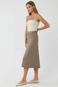 Hiccup BUSEM High Waist Belt Detailed Midi Skirt - Image 4