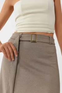 Hiccup BUSEM High Waist Belt Detailed Midi Skirt - Image 6