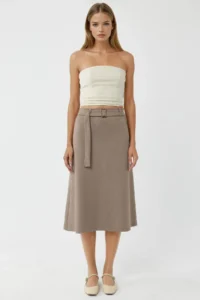 Hiccup BUSEM High Waist Belt Detailed Midi Skirt - Image 7