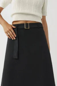 Hiccup BUSEM High Waist Belt Detailed Midi Skirt - Image 6