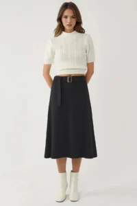 Hiccup BUSEM High Waist Belt Detailed Midi Skirt - Image 7
