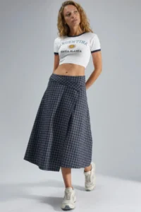 Hiccup High Waist Plaid Midi Skirt - Image 2